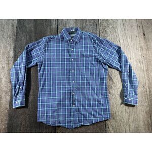 Peter Millar Blue Plaid Mens Medium Long Sleeve Button Down Shirt